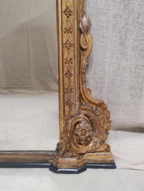 LARGE ANTIQUE GILT OVERMANTLE MIRROR C1880 - ADDITIONAL PHOTO 3