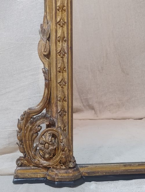 LARGE ANTIQUE GILT OVERMANTLE MIRROR C1880 - ADDITIONAL PHOTO 4