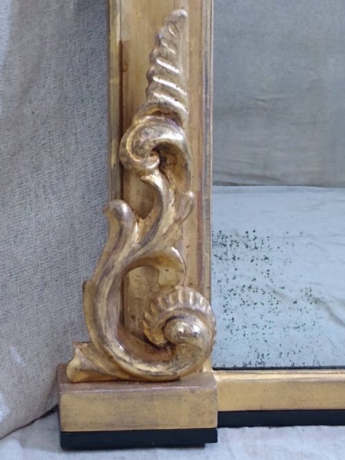 LARGE ANTIQUE GILT OVERMANTLE MIRROR C1850 - ADDITIONAL PHOTO 5