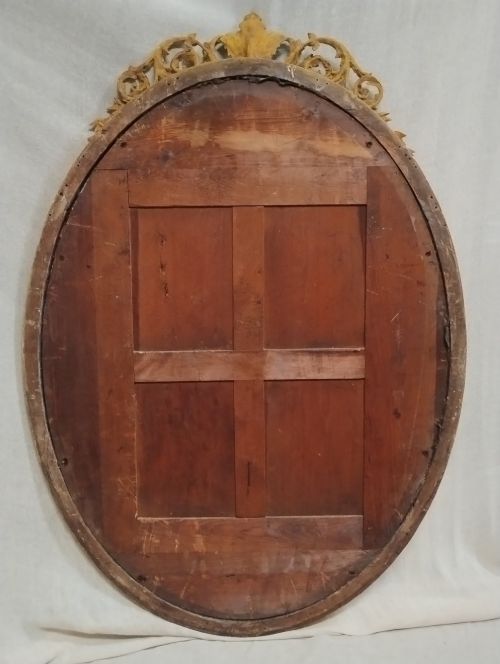 FINE ANTIQUE GILT OVAL MIRROR MERCURY PLATE - ADDITIONAL PHOTO 1