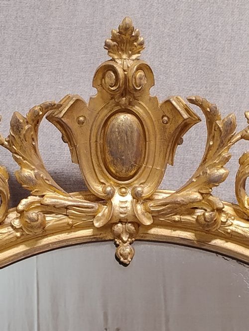 FINE ANTIQUE GILT OVAL MIRROR MERCURY PLATE - ADDITIONAL PHOTO 4