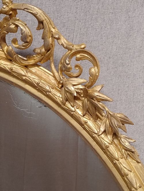 FINE ANTIQUE GILT OVAL MIRROR MERCURY PLATE - ADDITIONAL PHOTO 5