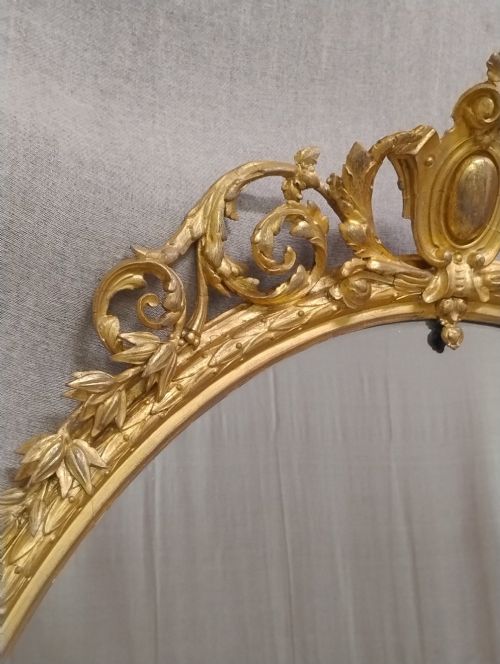 FINE ANTIQUE GILT OVAL MIRROR MERCURY PLATE - ADDITIONAL PHOTO 6
