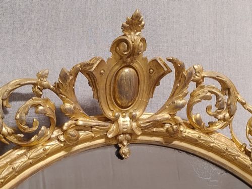 FINE ANTIQUE GILT OVAL MIRROR MERCURY PLATE - ADDITIONAL PHOTO 7