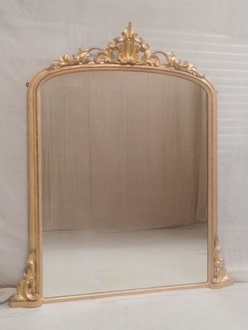 Large Crested Gilt Overmantel Mirror c1880