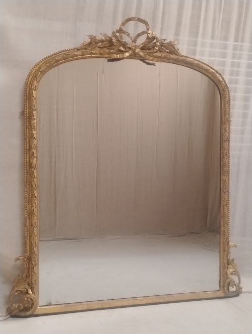 Attractive Large Antique Gilt Overmantle mirror C1870