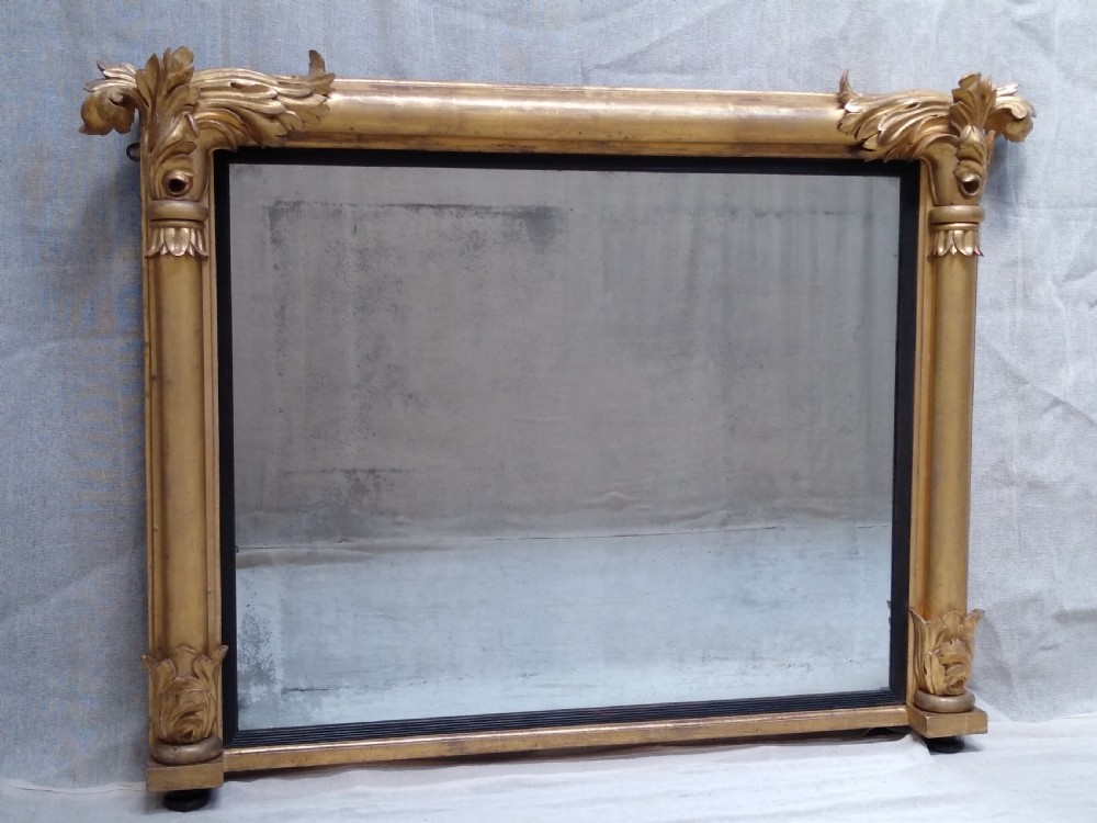 Large Antique Gilt Overmantle Wall Mirror c1830