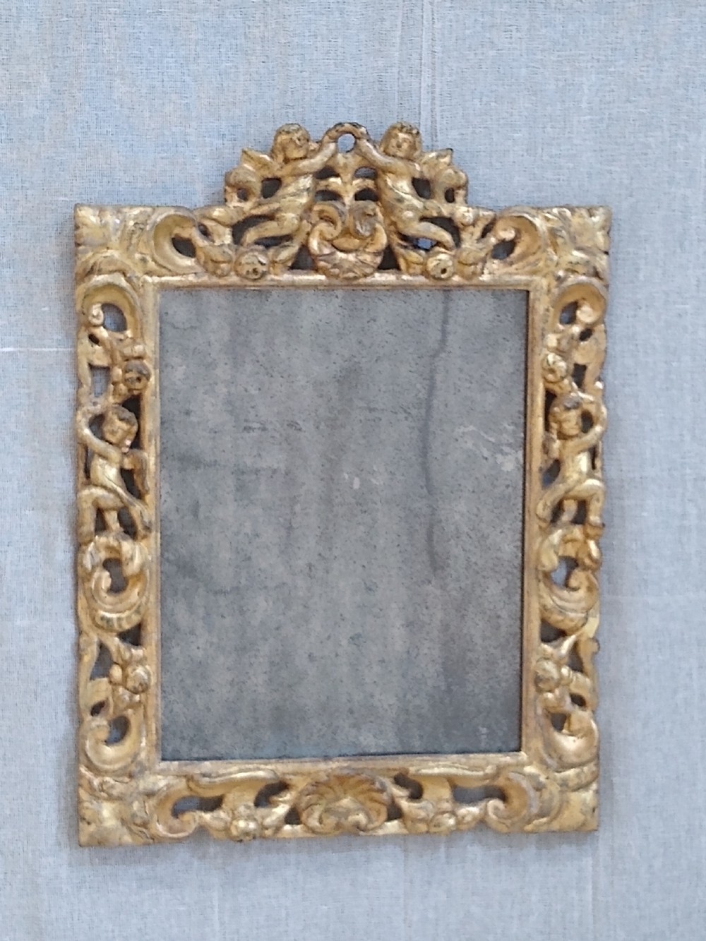 Very Early English Carved Giltwood Wall Mirror c1680 