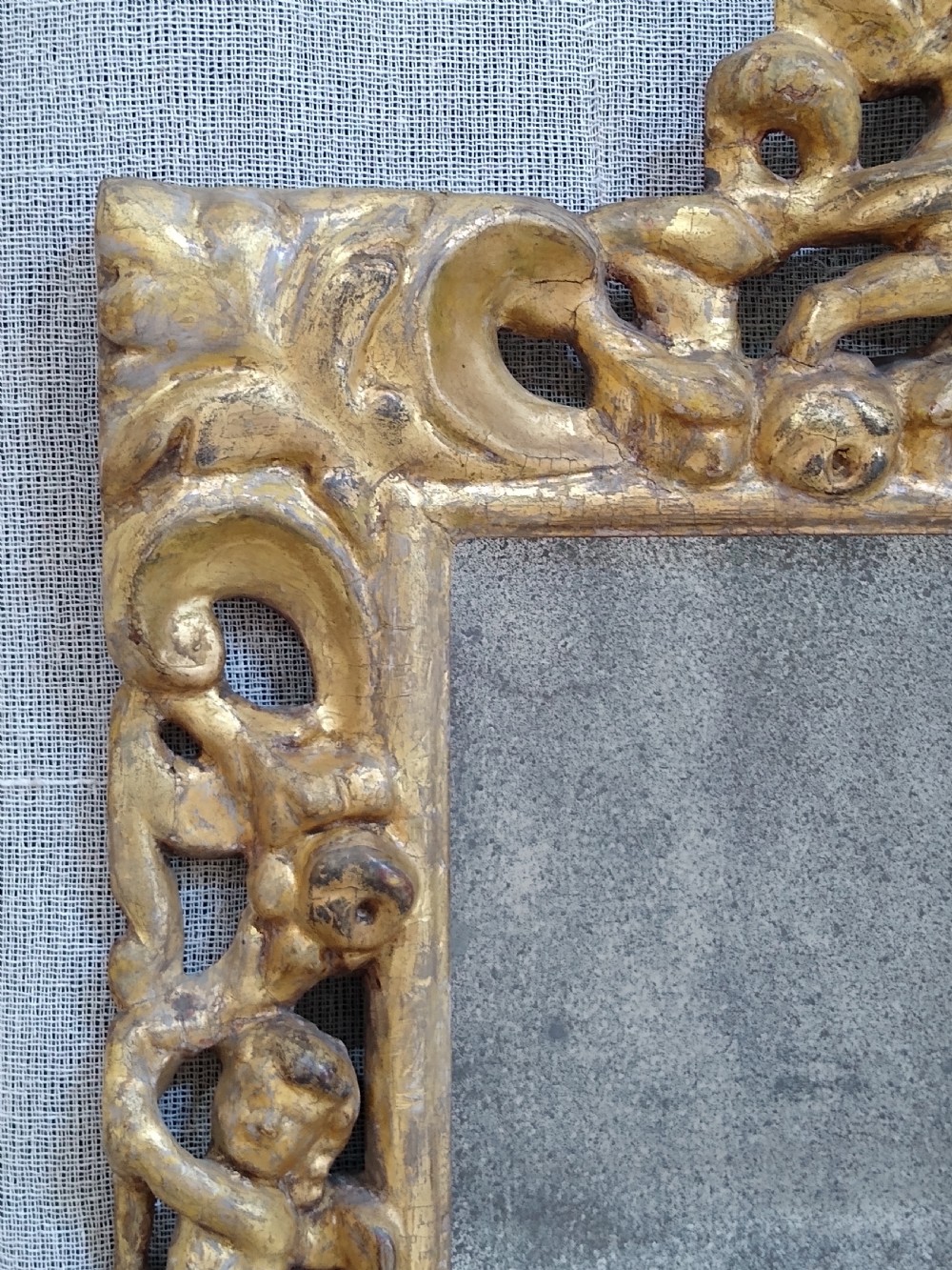 Very Early English Carved Giltwood Wall Mirror c1680  View II