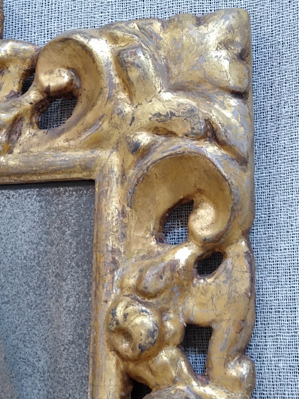Very Early English Carved Giltwood Wall Mirror c1680  View V