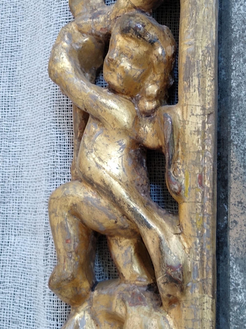 Very Early English Carved Giltwood Wall Mirror c1680  View X