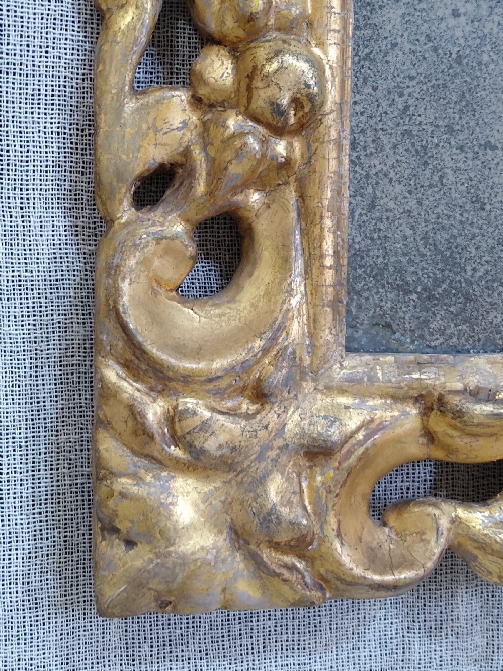 Very Early English Carved Giltwood Wall Mirror c1680  View XII