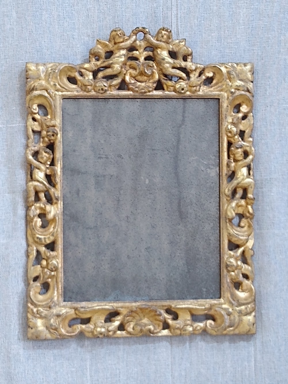 Very Early English Carved Giltwood Wall Mirror c1680  View XIII