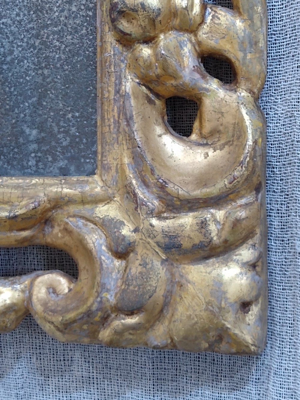 Very Early English Carved Giltwood Wall Mirror c1680  View XV