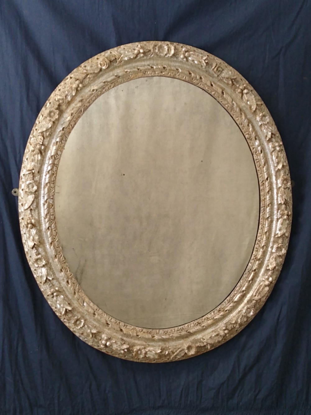 Charles II Antique Silver Gilt Oval Wall Mirror c1670