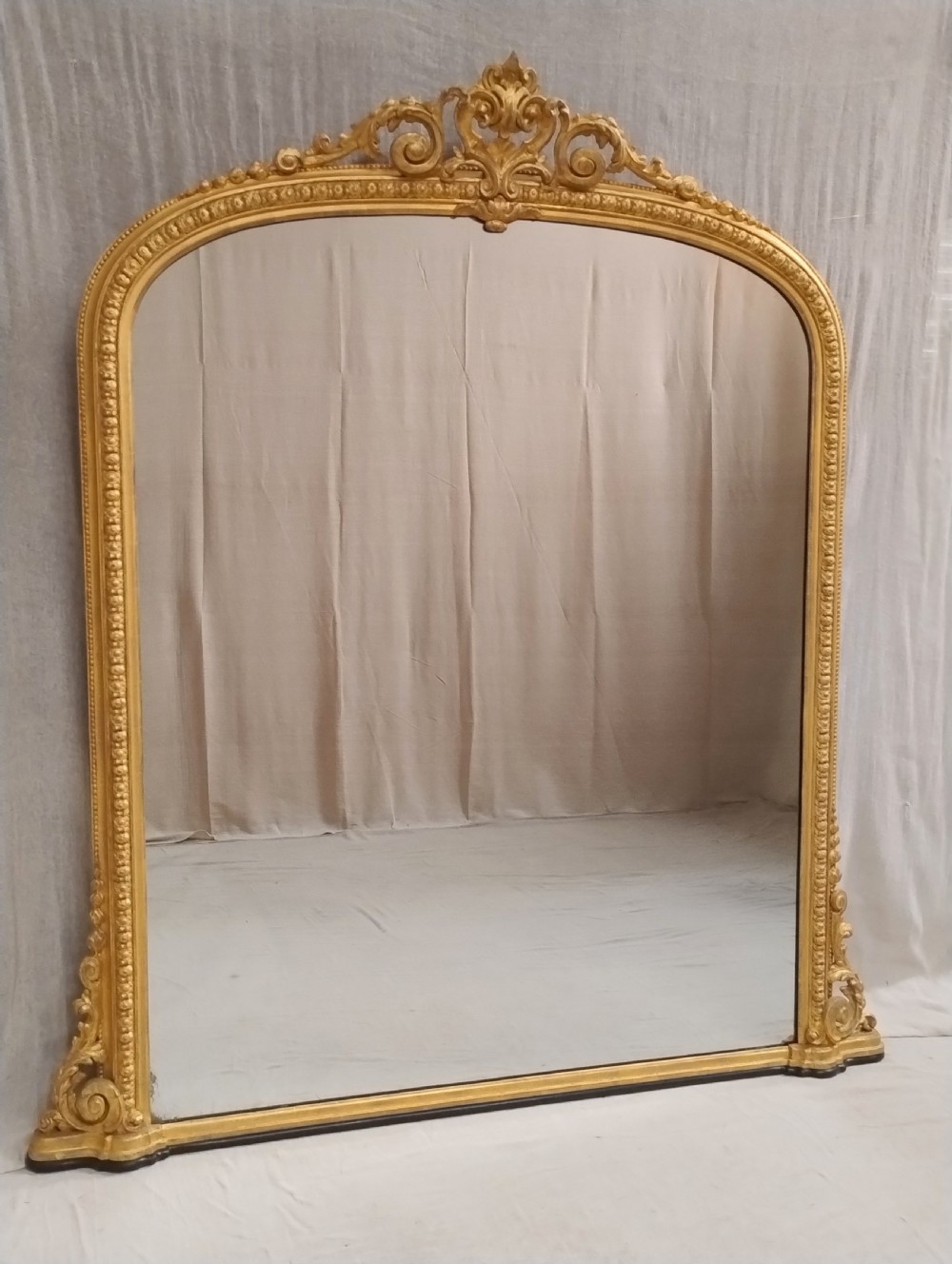 Very Large Antique Gilt Overmantle Wall Mirror c1860