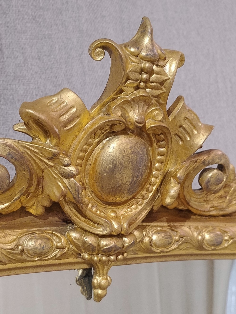 Large Antique Gilt Overmantle Wall Mirror c 1870 View V