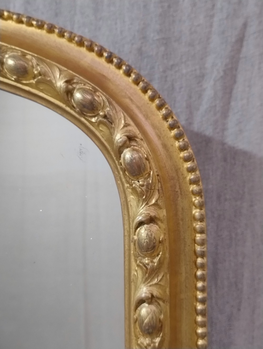 Large Antique Gilt Overmantle Wall Mirror c 1870 View X