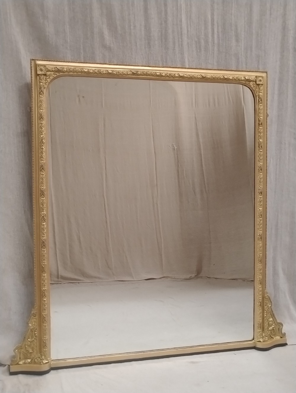 Large Antique Gilt Overmantle Mirror c1890