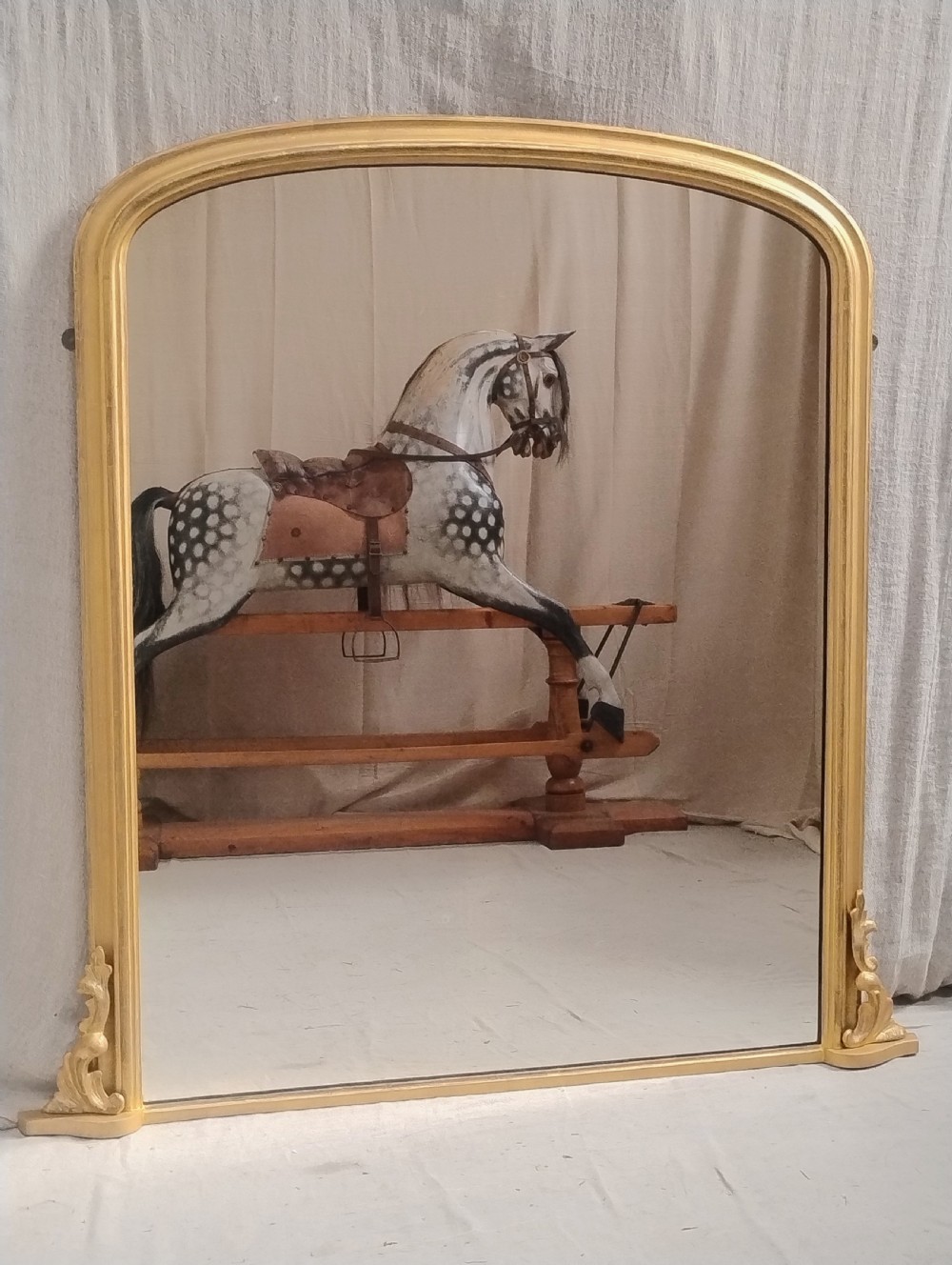 Large Antique Gilt Overmantle Wall Mirror c1880