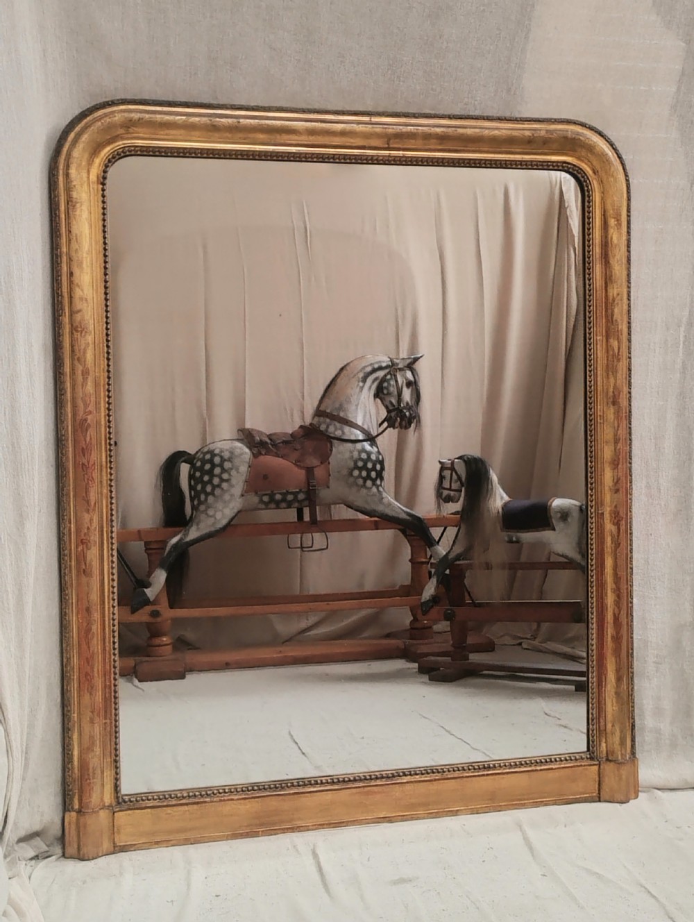 Large French Gilt Overmantle Wall Mirror c1870