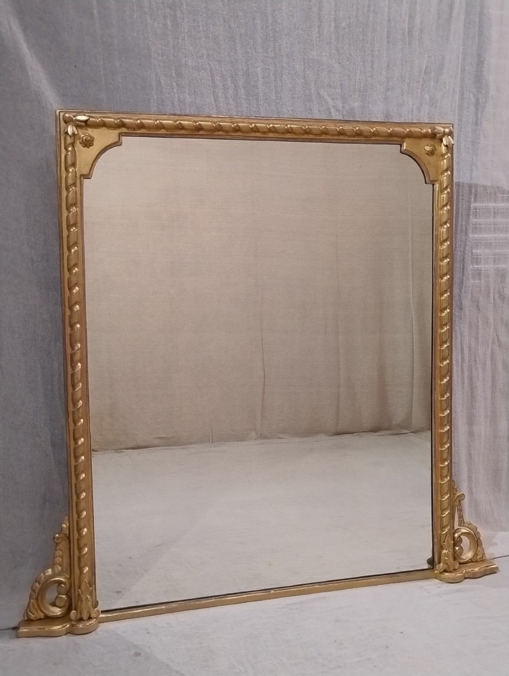 Large Antique Gilt Overmantle Wall Mirror c1870