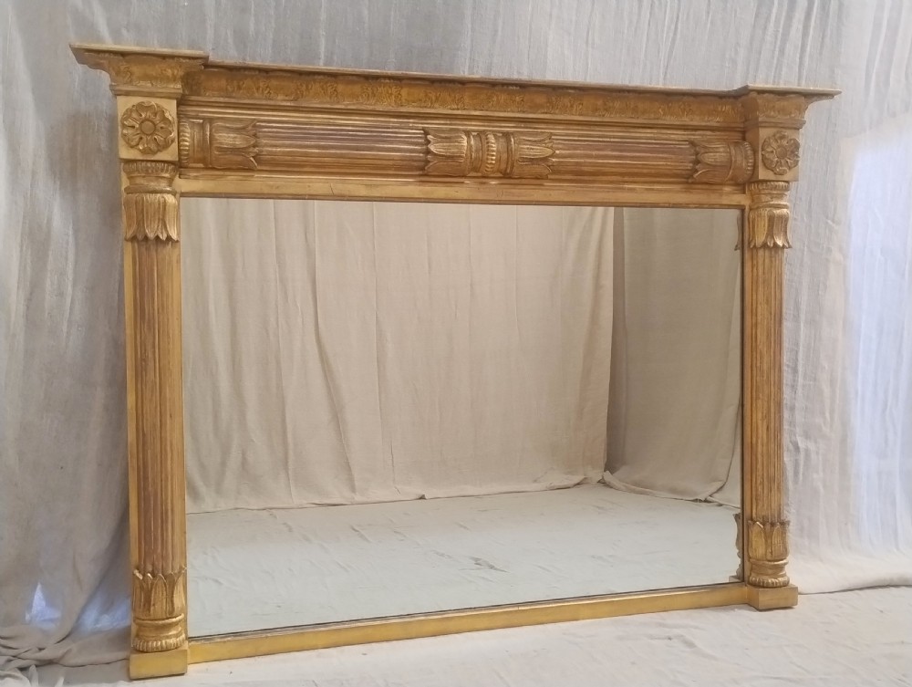 Large Antique Gilt Overmantle Mirror c1830
