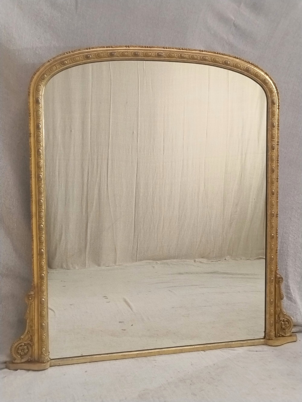 Large Antique Gilt Overmantle Mirror c1880