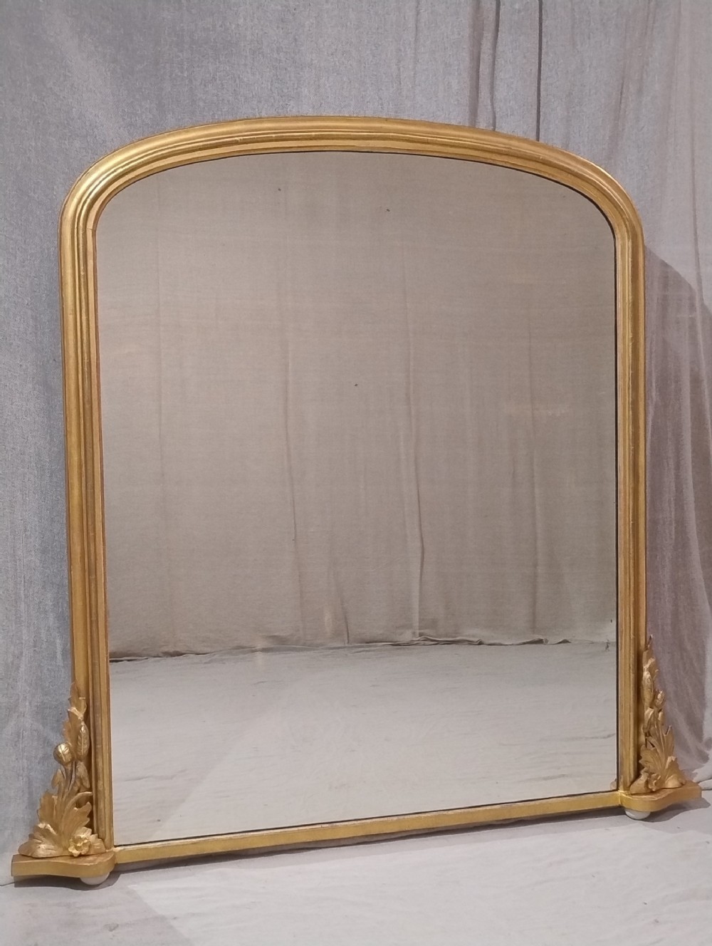 Large Antique Gilt Overmantle Wall Mirror dated 1882