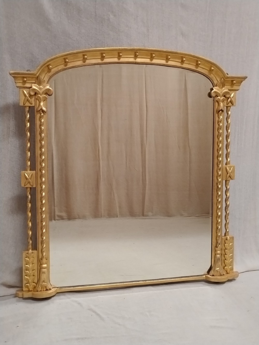 Large Antique Antique Giltwood Overmantle Mirror.