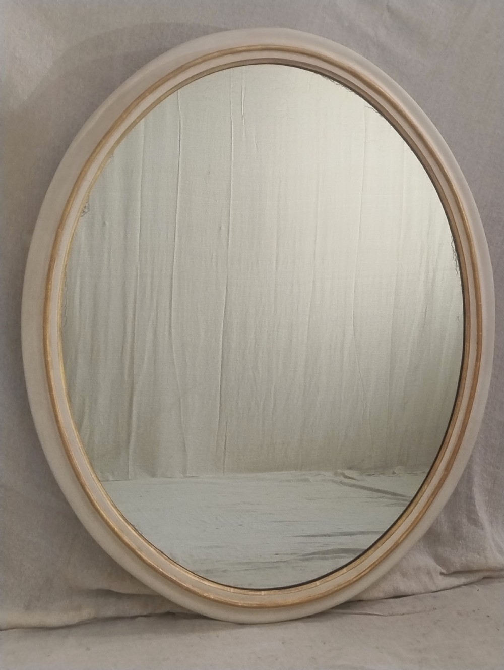 Very Large Antique Oval Mirror. Parcel Gilt. C1860