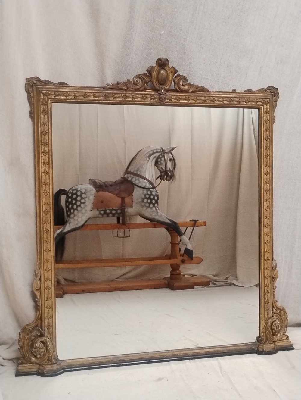 Large Antique Gilt Overmantle Mirror c1880