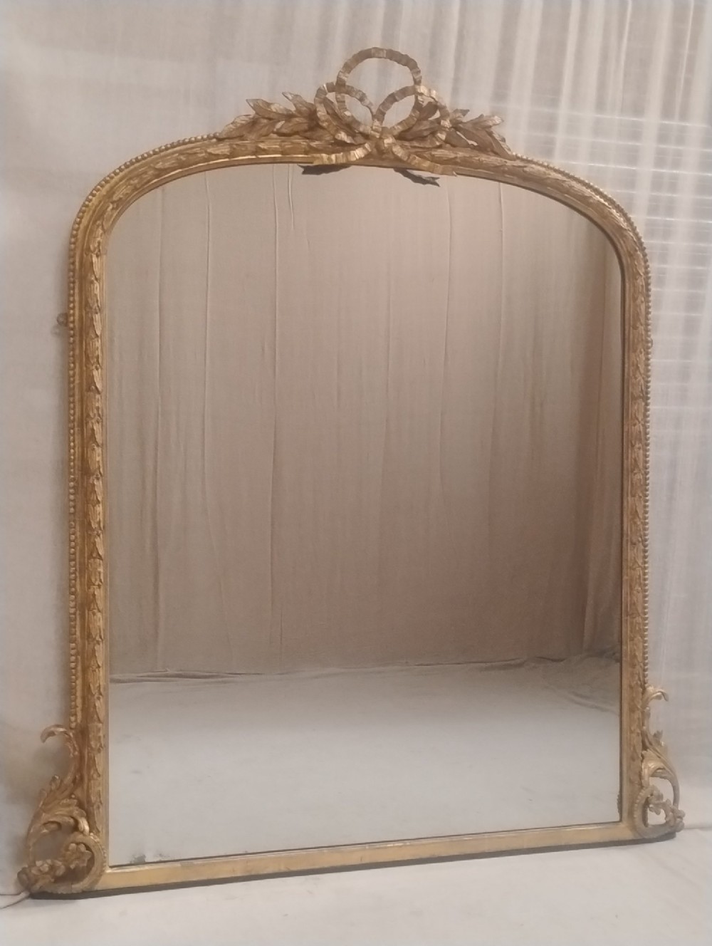 Attractive Large Antique Gilt Overmantle mirror C1870