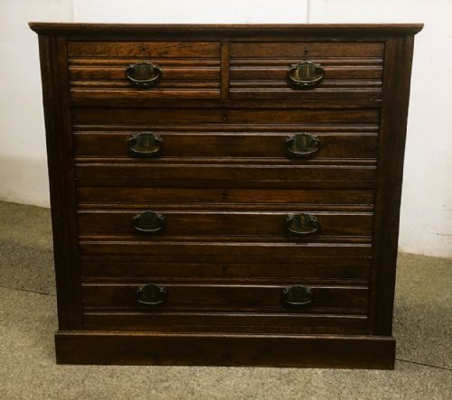 Edwardian Arts and Crafts Oak Chest of Drawers by Harris Lebus of London