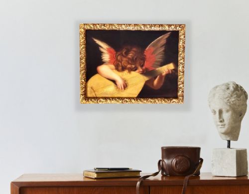 19TH CENTURY ITALIAN SCHOOL PAINTING ANGEL PLAYING THE LUTE AFTER ROSSO FIORENTINO 1495 1540 - ADDITIONAL PHOTO 2