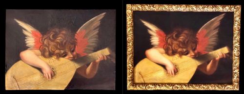 19TH CENTURY ITALIAN SCHOOL PAINTING ANGEL PLAYING THE LUTE AFTER ROSSO FIORENTINO 1495 1540 - ADDITIONAL PHOTO 4