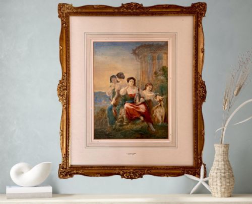 PAINTING OF A PASTORAL GATHERING OF MAIDENS AUGUSTUS JULES BOUVIER 18001867 - ADDITIONAL PHOTO 2