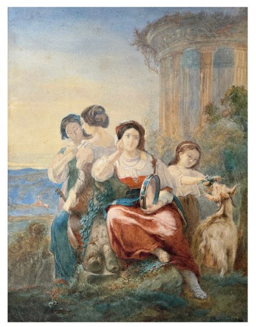 PAINTING OF A PASTORAL GATHERING OF MAIDENS AUGUSTUS JULES BOUVIER 18001867 - ADDITIONAL PHOTO 4