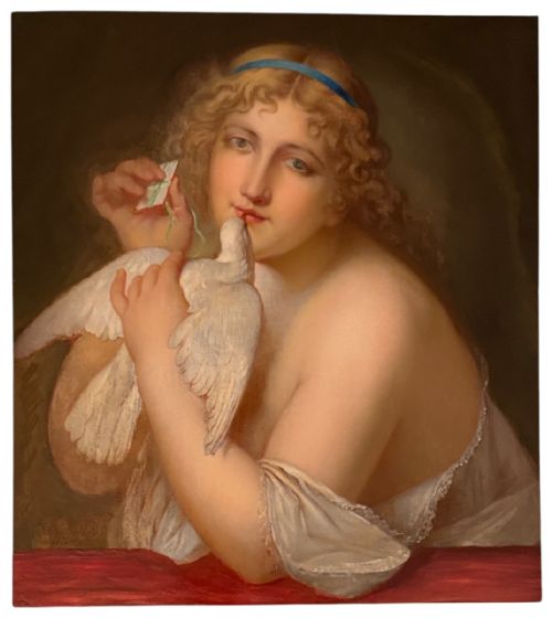 fig 1. Painting of Aphrodite Holding A Dove, Augustin-Luc Demoussey (1809-1880)