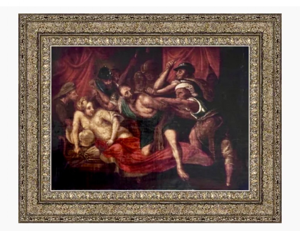 Italian School (XVII) Painting of the Capture of Samson, Follower Of Pietro D’asaro (1579-1647)
