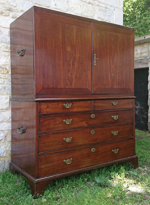 18th century campaign linen press - CATEGORY: ANTIQUE CUPBOARDS - DATED GEORGIAN