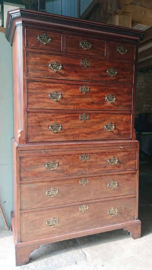 18TH CENTURY GEORGE III PERIOD MAHOGANY CHEST ON CHEST - ADDITIONAL PHOTO 3