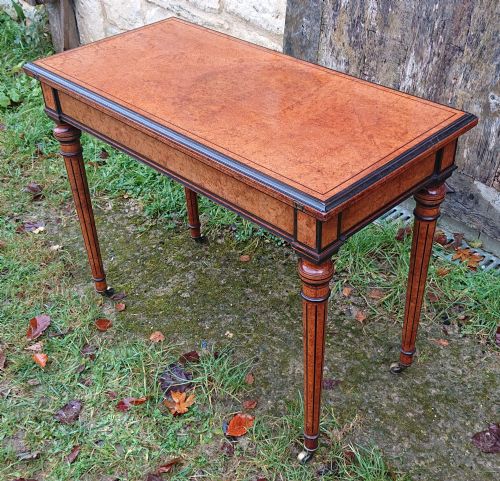 19TH CENTURY AMBOYNA CARD TABLE ATTRIBUTED TO GREGORY AND CO REGENT STREET LONDON - ADDITIONAL PHOTO 5
