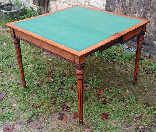19TH CENTURY AMBOYNA CARD TABLE ATTRIBUTED TO GREGORY AND CO REGENT STREET LONDON - ADDITIONAL PHOTO 12