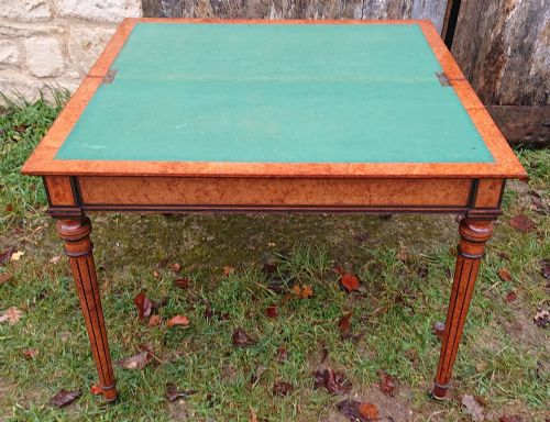 19TH CENTURY AMBOYNA CARD TABLE ATTRIBUTED TO GREGORY AND CO REGENT STREET LONDON - ADDITIONAL PHOTO 13
