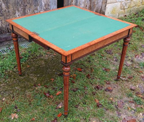19TH CENTURY AMBOYNA CARD TABLE ATTRIBUTED TO GREGORY AND CO REGENT STREET LONDON - ADDITIONAL PHOTO 14