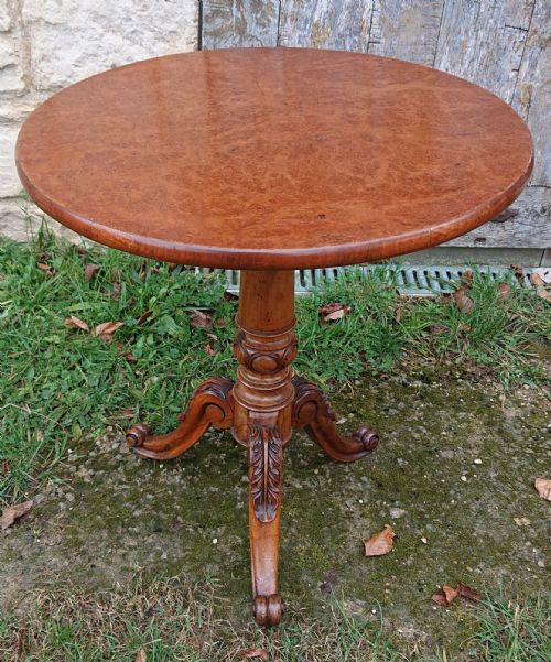VERY FINE QUALITY 19TH CENTURY AMBOYNA TRIPOD WINE TABLE - ADDITIONAL PHOTO 4