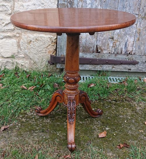 VERY FINE QUALITY 19TH CENTURY AMBOYNA TRIPOD WINE TABLE - ADDITIONAL PHOTO 5