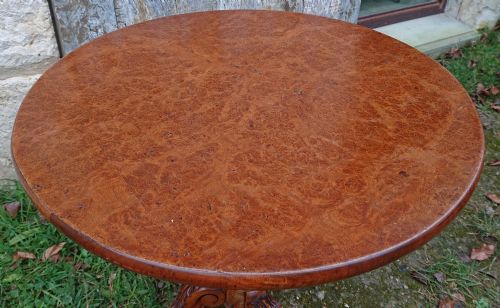 VERY FINE QUALITY 19TH CENTURY AMBOYNA TRIPOD WINE TABLE - ADDITIONAL PHOTO 7