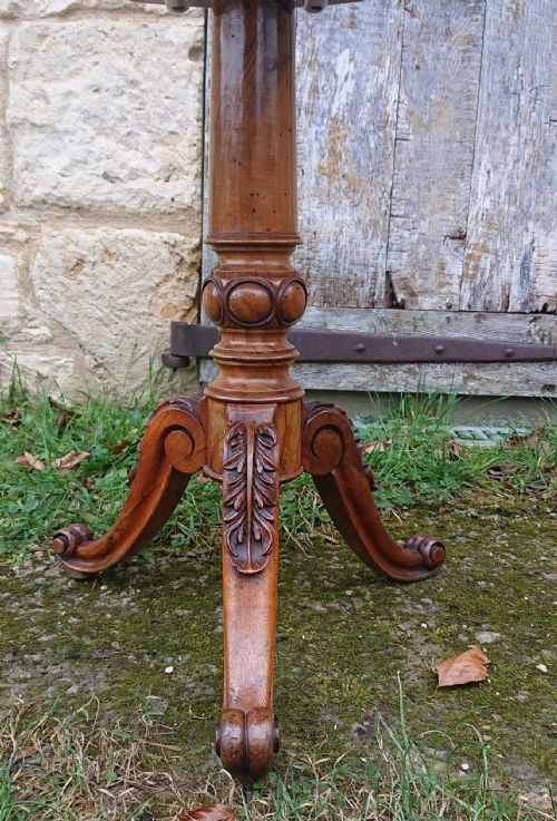 VERY FINE QUALITY 19TH CENTURY AMBOYNA TRIPOD WINE TABLE - ADDITIONAL PHOTO 10